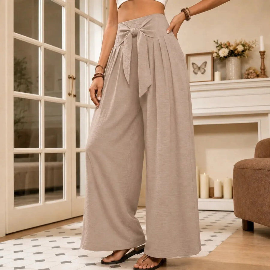 Lerwick Women's High Waist Wide Leg Pants in Apricot
