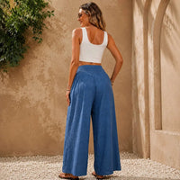 Lerwick Women's High Waist Wide Leg Pants in Blue