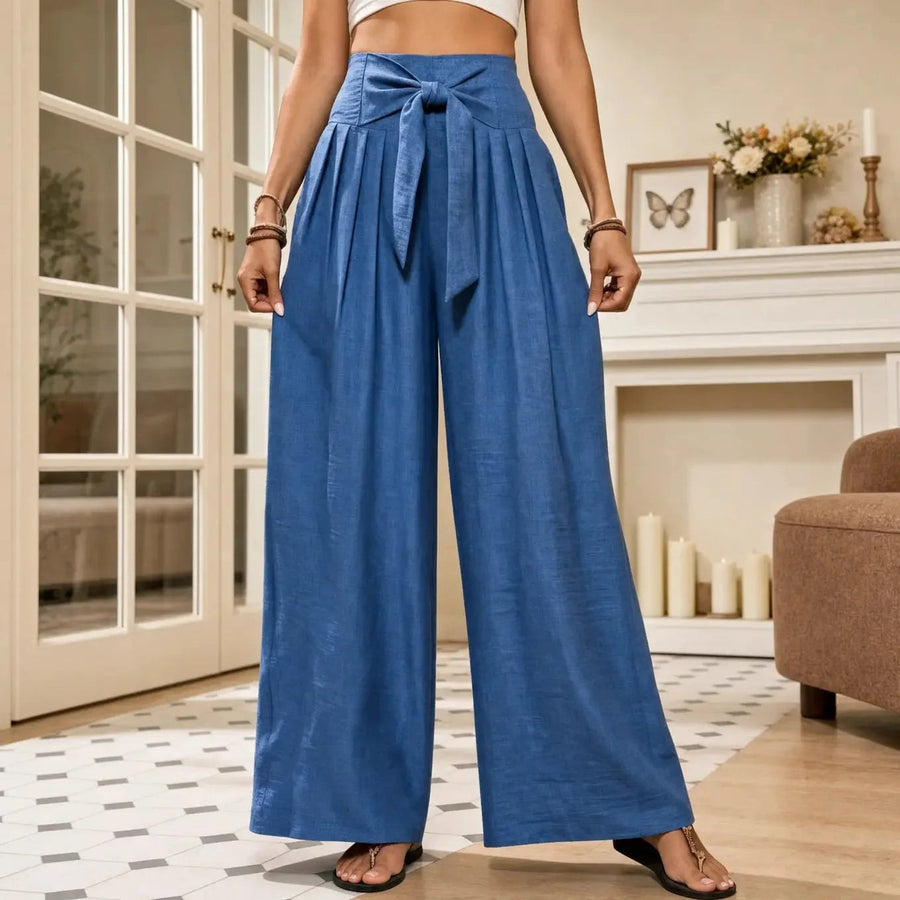 Lerwick Women's High Waist Wide Leg Pants in Blue