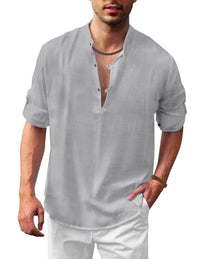 Levi Casual Linen Shirt in Light Grey