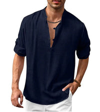 Levi Casual Linen Shirt in Navy