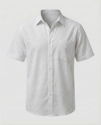 Levi Linen Shirt with Short Sleeve in White