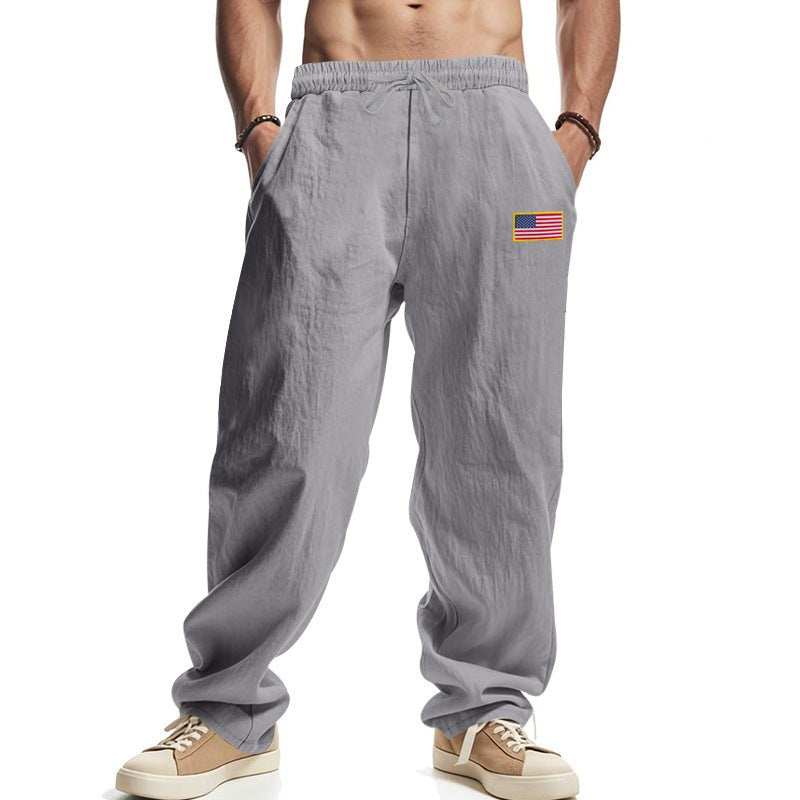 Levi Relaxed Linen Trousers with Elastic Waist in Dark Grey