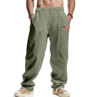 Levi Relaxed Linen Trousers with Elastic Waist in Light Green