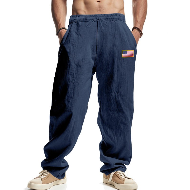 Levi Relaxed Linen Trousers with Elastic Waist in Marinr&Blau