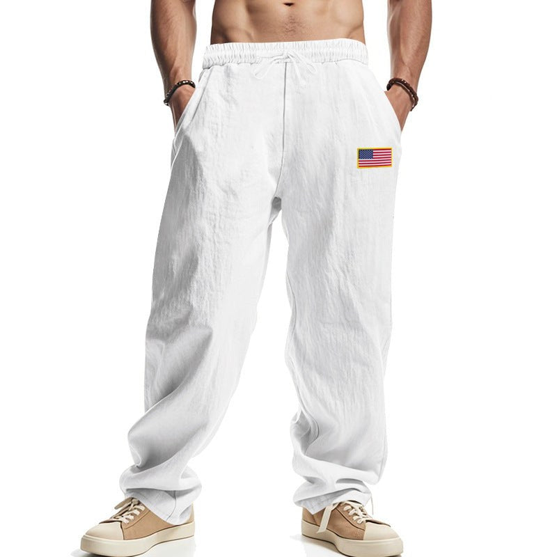 Levi Relaxed Linen Trousers with Elastic Waist in White