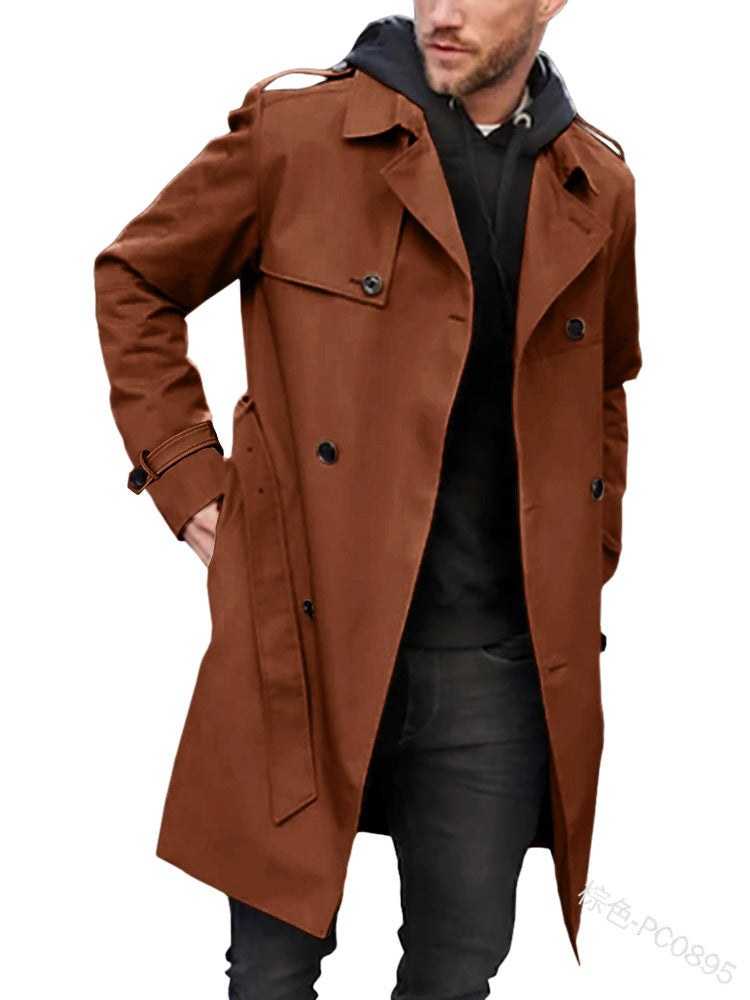 Levi Trench Coat with Pockets in Dark Brown