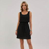 Lexi Eyelet Tie-Waist Dress in Charcoal