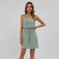Lexi Eyelet Tie-Waist Dress in Sea Foam