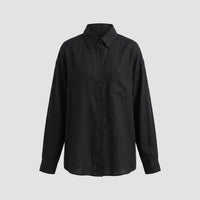 Lia Casual Linen Blouse in Black