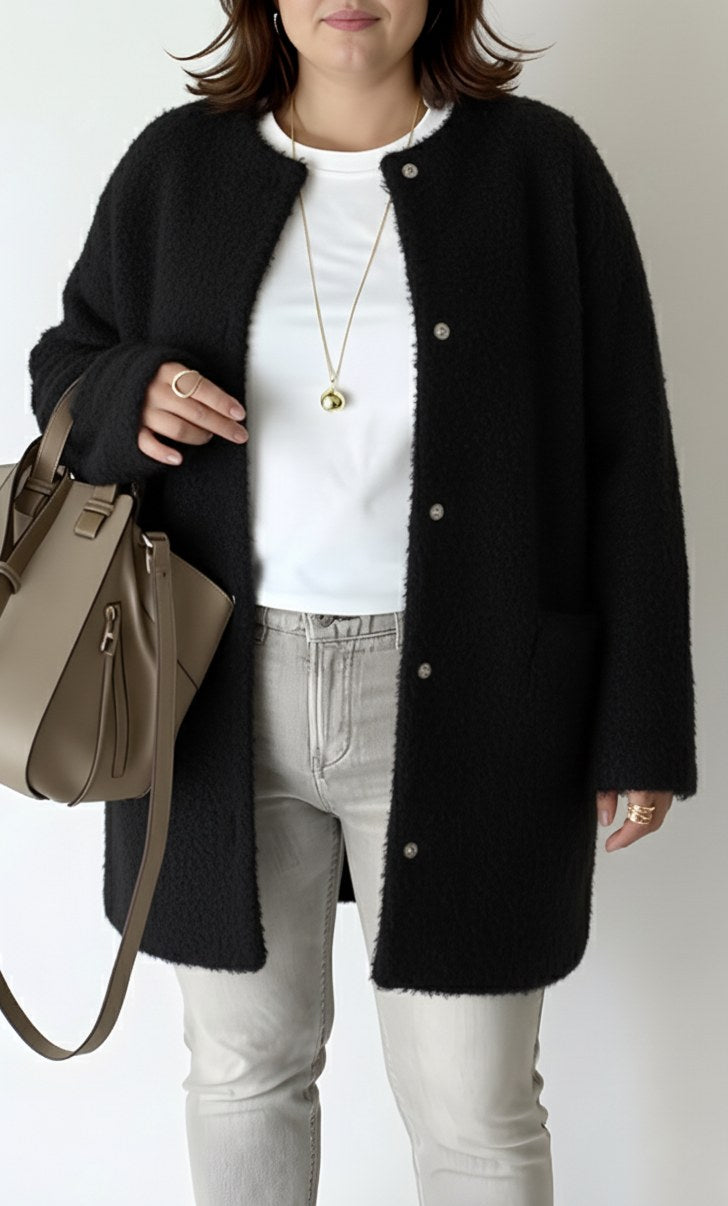 Lia Elegant Knit Cardigan in Black