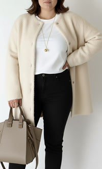 Lia Elegant Knit Cardigan in Cream