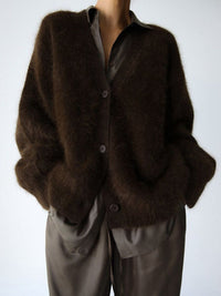 Lia Knit Cardigan with Long Sleeve in Brown