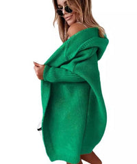 Liana Knit Cardigan with Hood in Grass Green