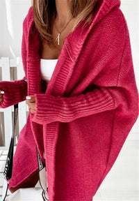 Liana Knit Cardigan with Hood in Red