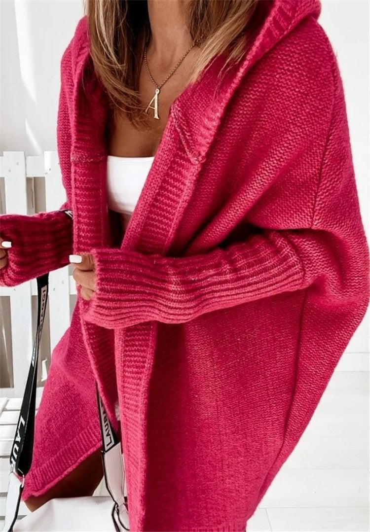 Liana Knit Cardigan with Hood in Red