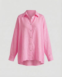 Liana Linen Blouse with Oversized in Pink