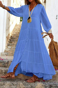 Liana Linen Maxi Dress in Blue