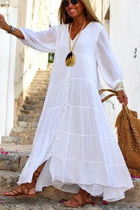 Liana Linen Maxi Dress in White