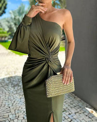Liana™ Elegant Evening Dress in Green