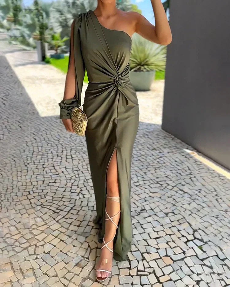 Liana™ Elegant Evening Dress in Green