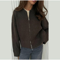 Lila Casual Knit Cardigan with Zip Front