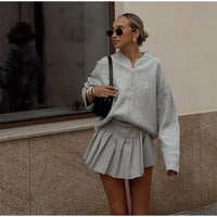 Lila Casual Knit Cardigan with Zip Front