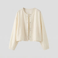Lila Casual Linen Blouse in White