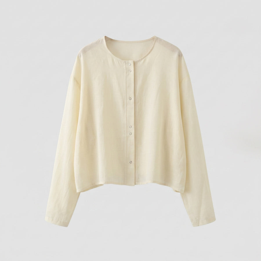 Lila Casual Linen Blouse in Yellow