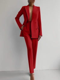 Lila Elegant Blazer with Fitted in Red