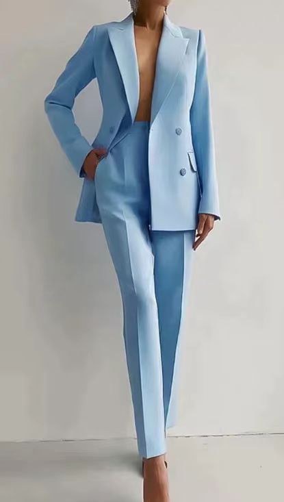 Lila Elegant Blazer with Fitted in Sky Blue