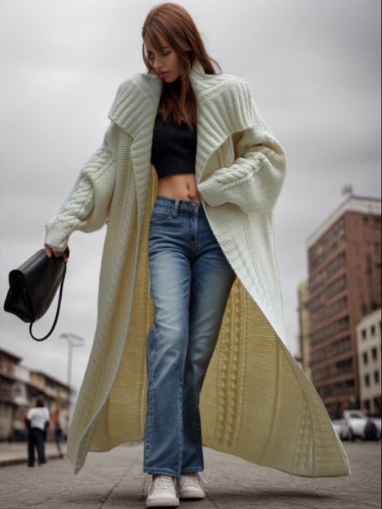 Lila Knit Coat in Beige