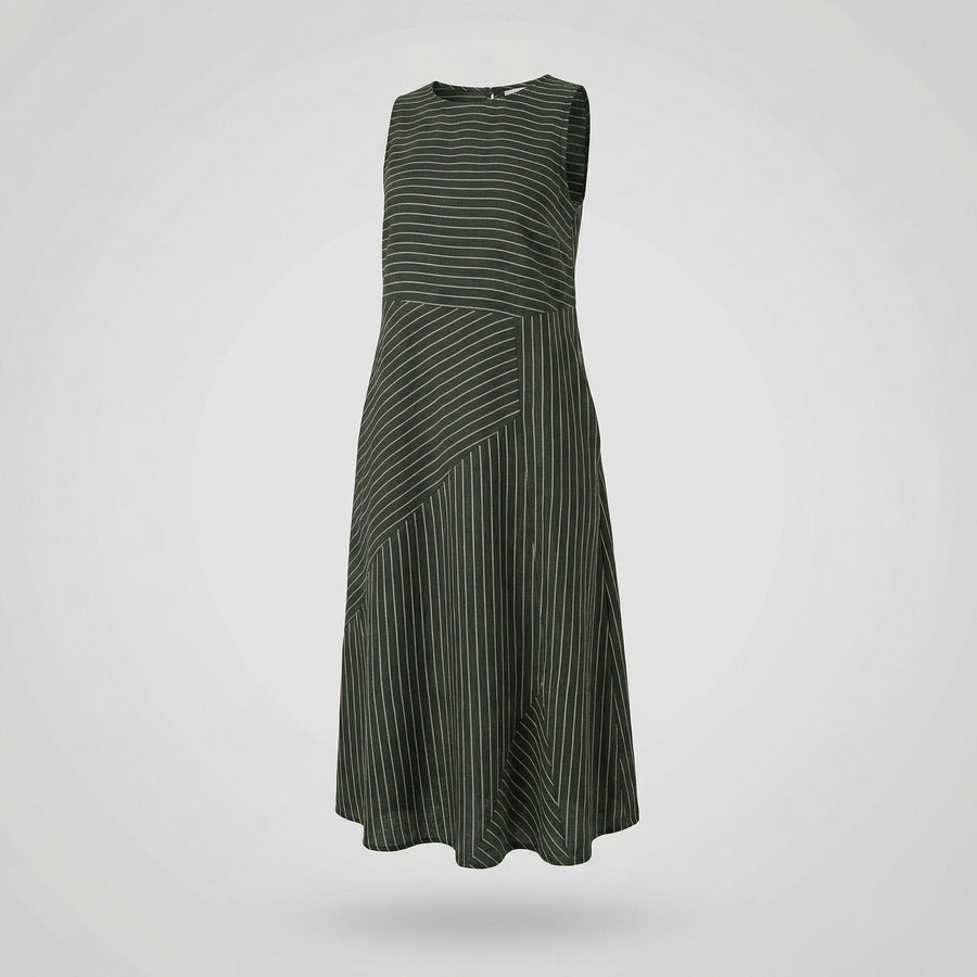 Lila Linen Blend Midi Dress in Black