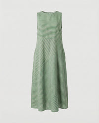 Lila Linen Blend Midi Dress in Green
