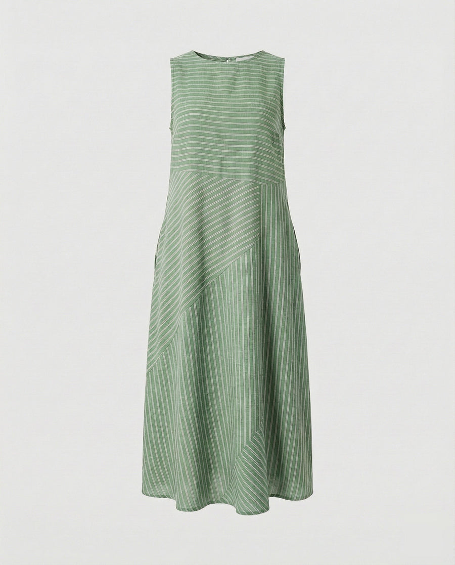 Lila Linen Blend Midi Dress in Green