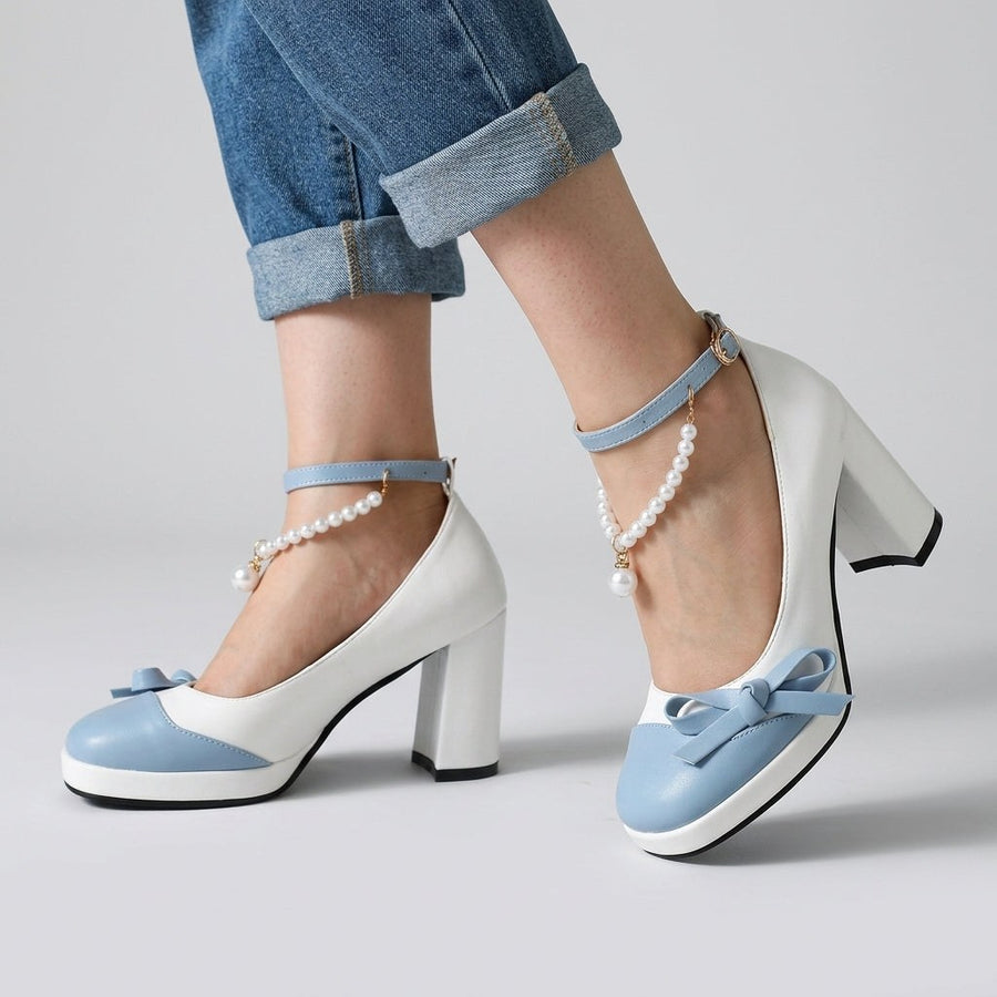 Lila Pearl Ankle Pump in Powder Blue