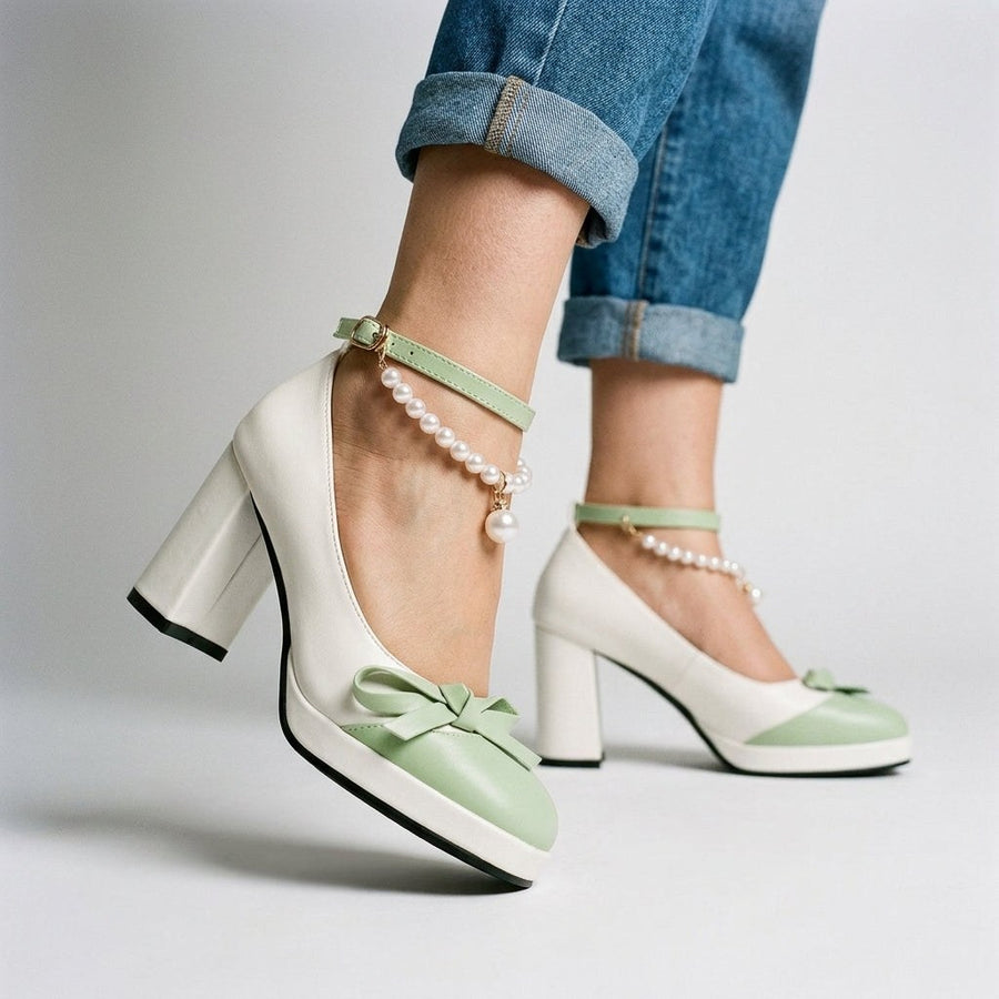 Lila Pearl Ankle Pump in Sage