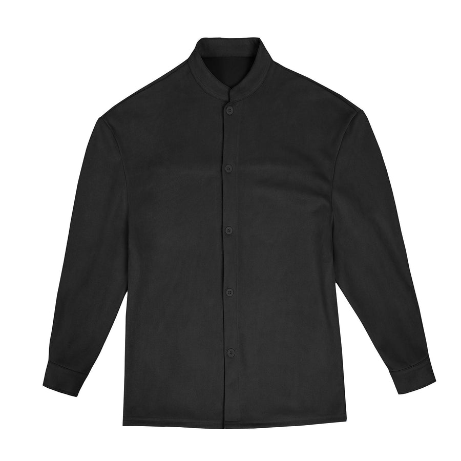 Lilian Blouse with Stand Collar and Long Sleeve in Black
