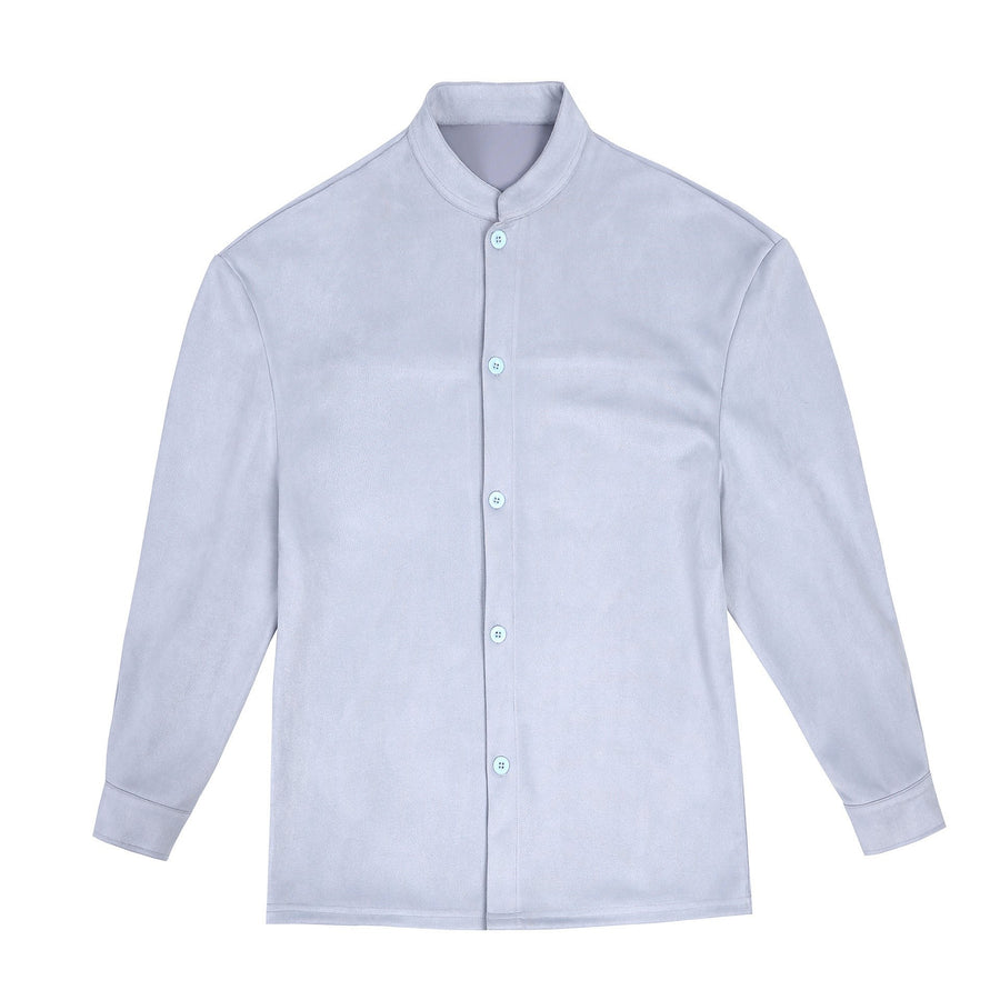 Lilian Blouse with Stand Collar and Long Sleeve in Light Blue
