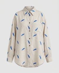 Lilian Casual Blouse with Button Front in Beige