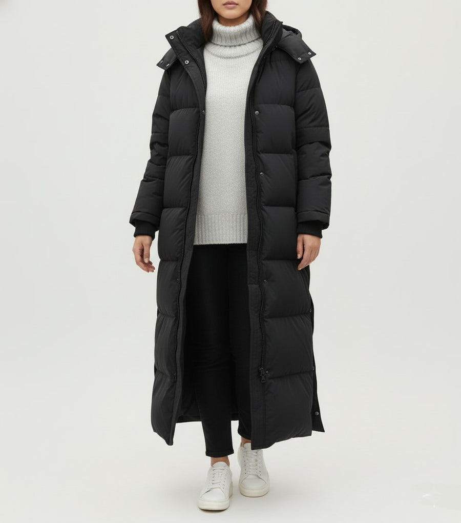 Lilian Quilted Jacket with Hood in Black