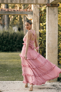 Lillee Tiered Maxi Dress in Lavender Floral