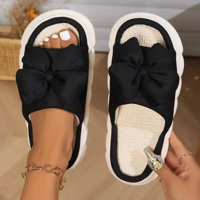 Lilo Bow Slides in Black