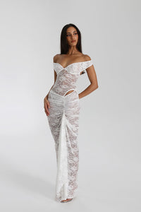 Lily | Lace Maxi Dress in White
