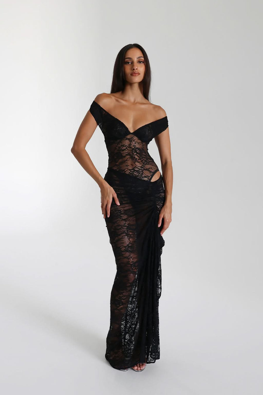Lily | Lace Maxi Dress in Black