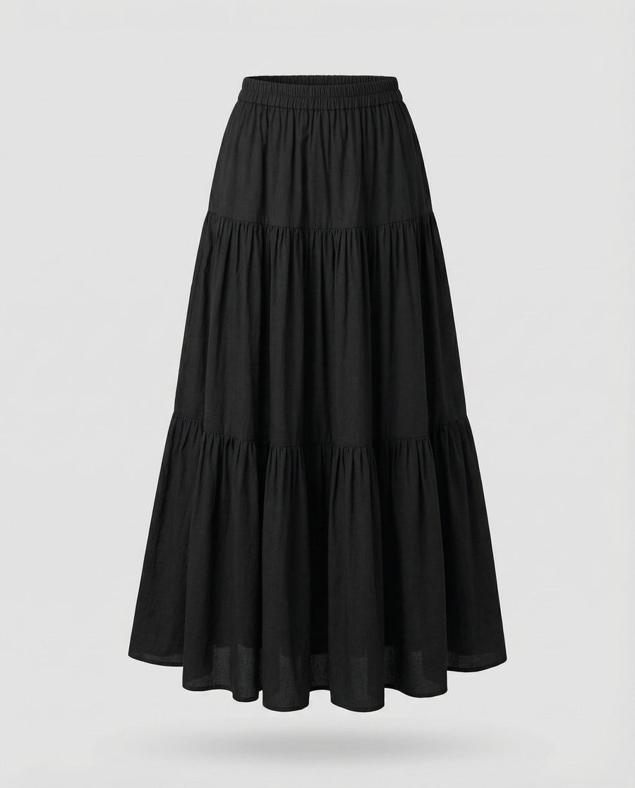 Linnea Linen Skirt in Black