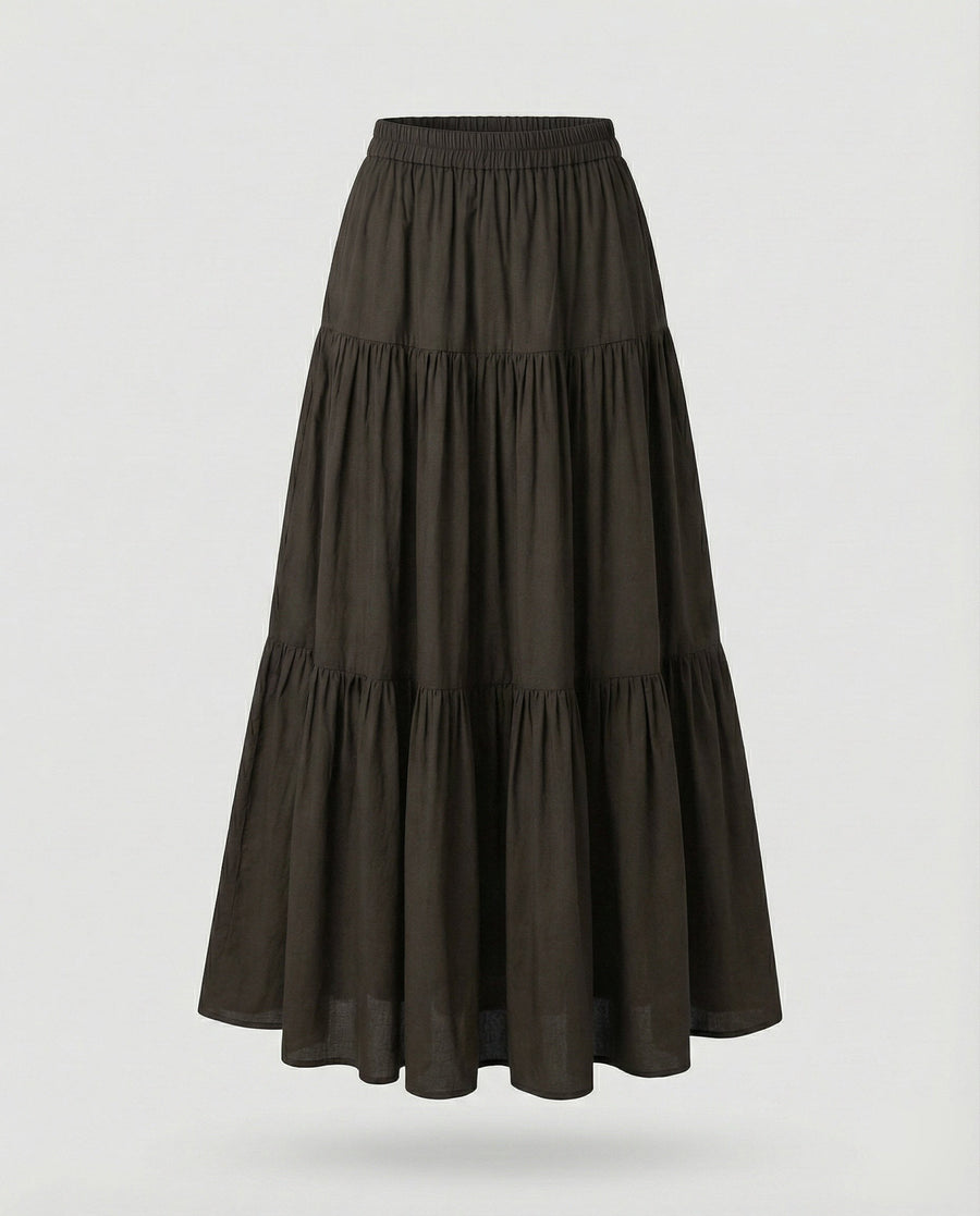 Linnea Linen Skirt in Brown