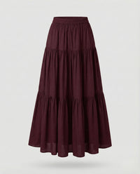 Linnea Linen Skirt in Wine Red