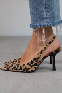 Liorina™ Khaki Leopard Print Pointed Toe Pumps in Khaki