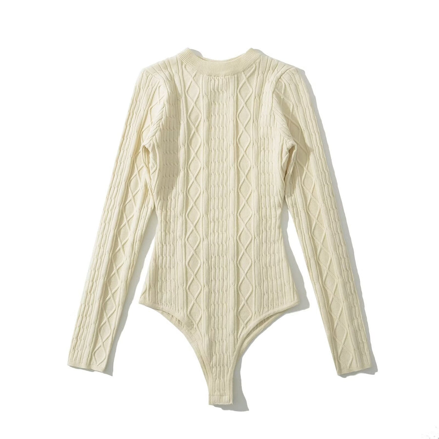 Lisette Bodysuit with Long Sleeve in Apricot